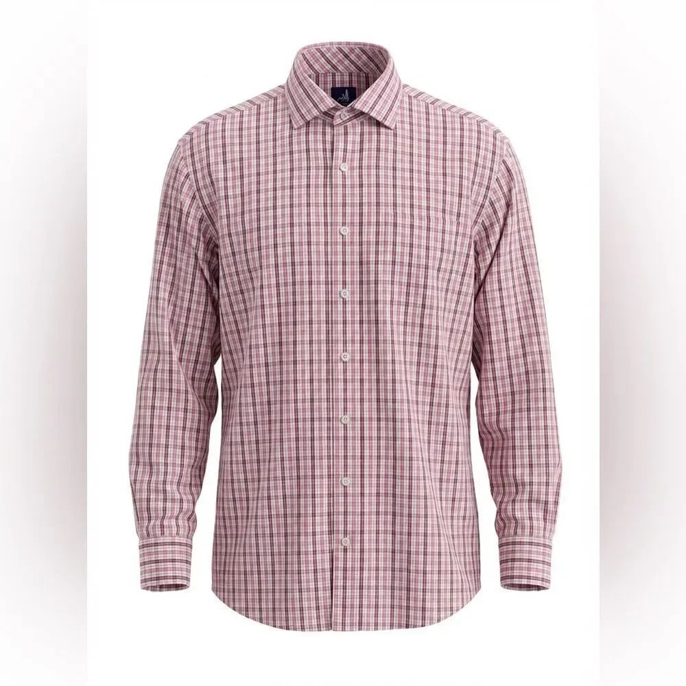 JOHNNIE-O MENS BUTTON DOWN SHIRT SIZE M RED PINK STRIPES